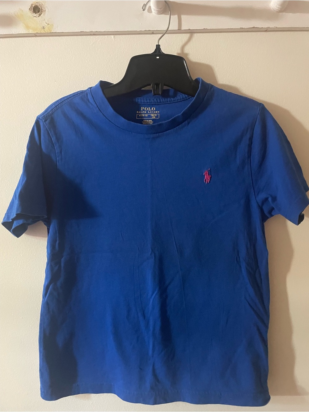 Polo by Ralph Lauren Blue Crew Neck T-Shirt with Yellow Logo